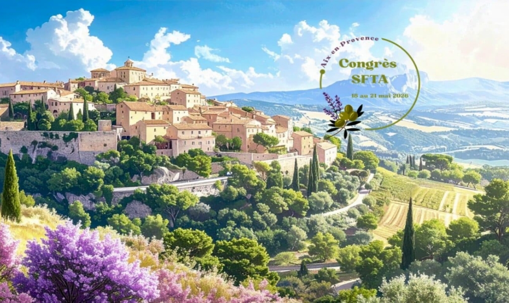 Illustration du congrès 2026 organisé par la SFTA, représentant village perché typique de la Provence