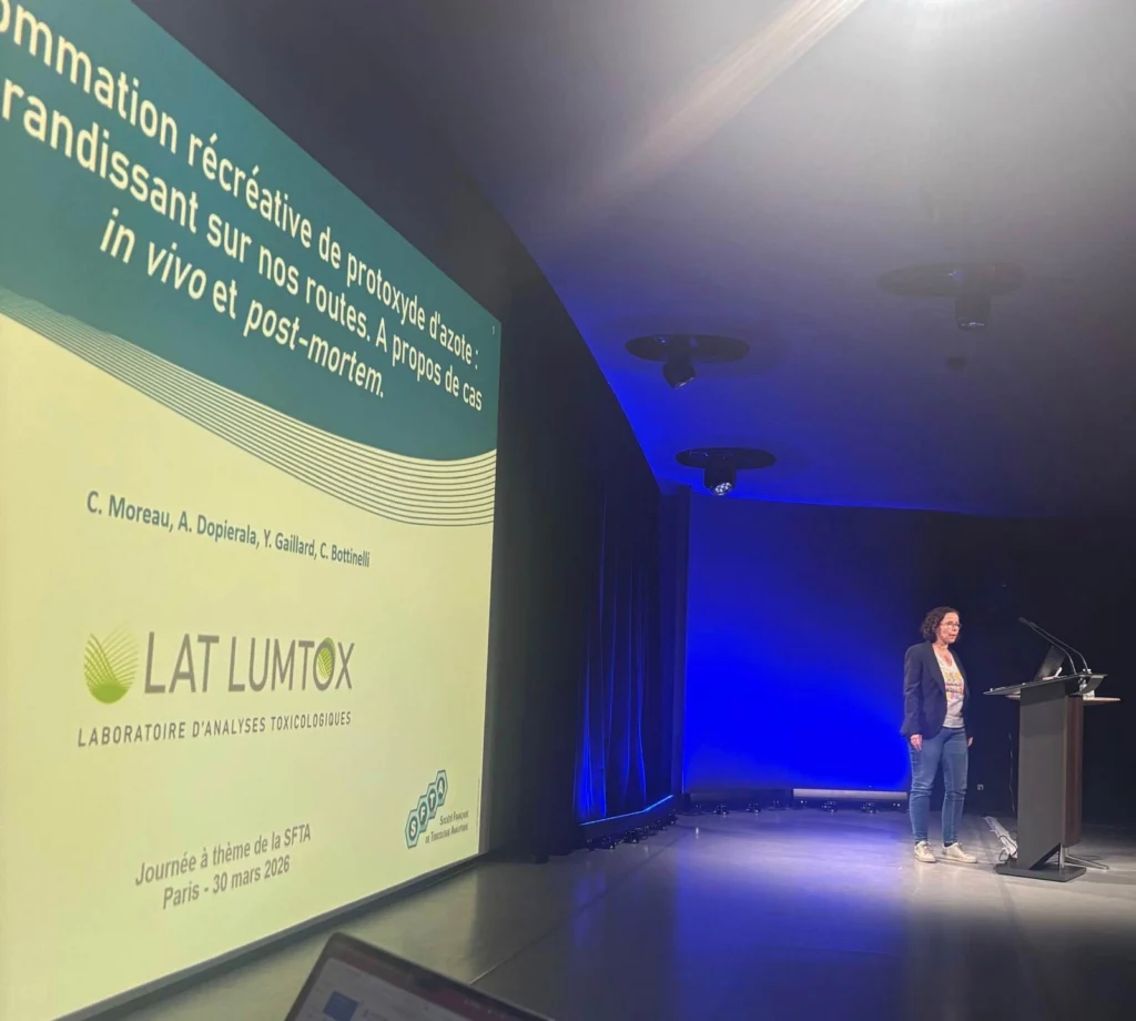 Présentation du laboratoire LAT LUMTOX lors de la journée thématique SFTA 2026, sur le thème du protoxyde d'azote